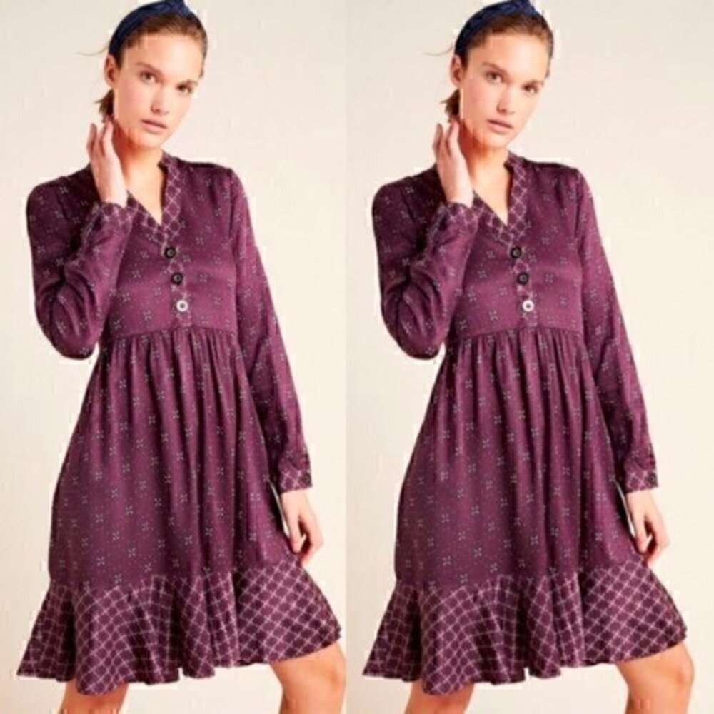 NWT Anthropologie Maeve Gillian Abstract Shirtdress S